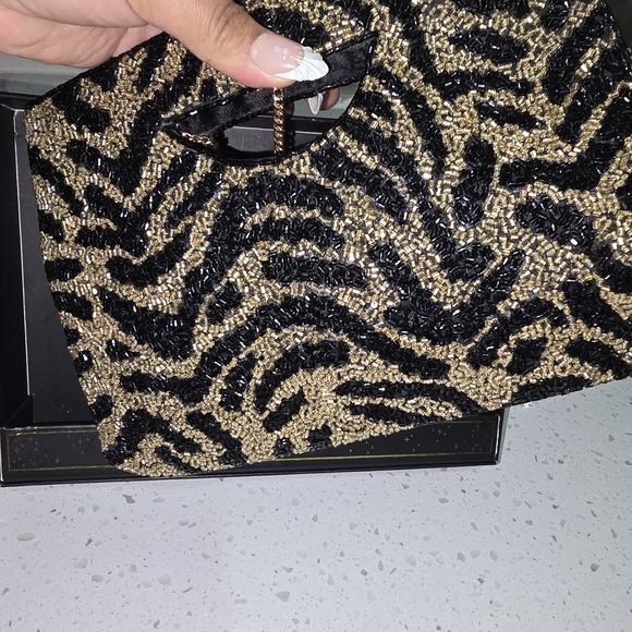 Rachel Zoe Black and White Beaded Clutch - Picture 2 of 7